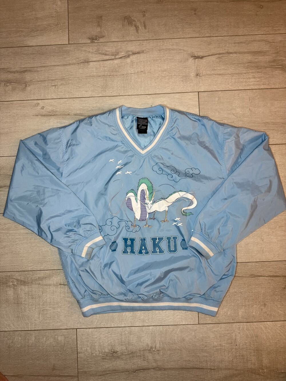 Her Universe Spirited Away Haku Anime V-Neck Windbreaker Pullover Jacket Large